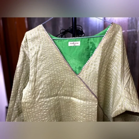 Brand New!TruBrowns Pure Silk  English Green Kurta;Beautiful Parrot Green Lining - Picture 13 of 13